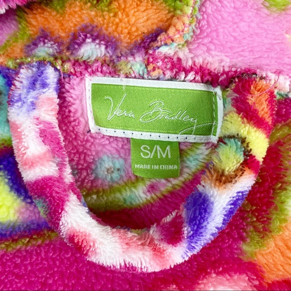 Vera Bradley Pink Paisley Fleece Plush Robe Hooded Bathrobe S/M - Picture 11 of 12